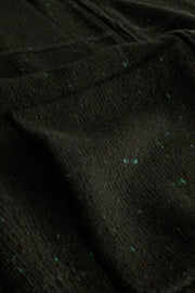 gilet zippé à col officier en laine et cachemire vert moucheté Inis Meáin