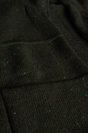 gilet zippé à col officier en laine et cachemire vert moucheté Inis Meáin