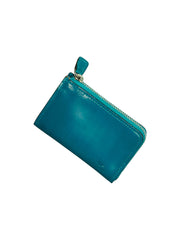 mini peacock blue leather wallet