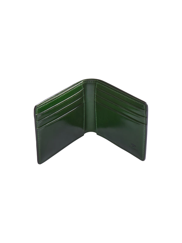 portefeuille deux plis en cuir vert malachite