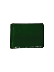 portefeuille deux plis en cuir vert malachite