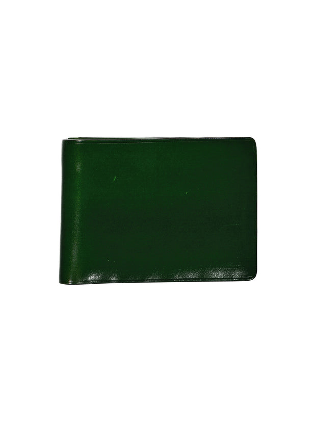 portefeuille deux plis en cuir vert malachite