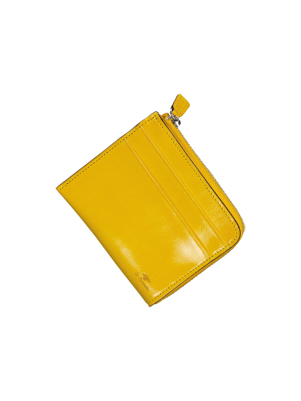 portefeuille zippé en cuir jaune zinc