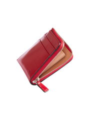 portefeuille zippé en cuir rouge scarlet