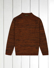 pull Inis Meain à col cheminée en laine et cachemire à rayures irrégulières sous bois