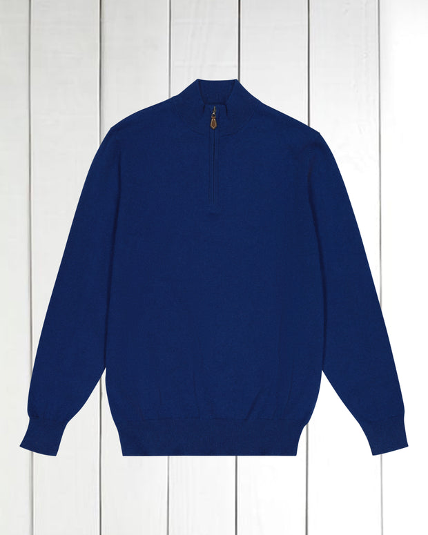 indigo half-zip cashmere jumper