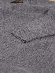 100% grey marl geelong round neck jumper with raglan sleeves