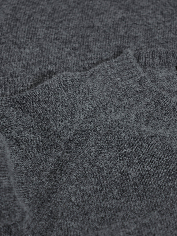100% grey marl geelong round neck jumper with raglan sleeves