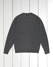 100% grey marl geelong round neck jumper with raglan sleeves