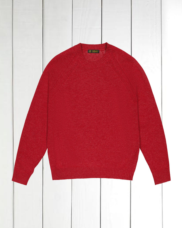 pull col rond à manches raglan 100 % geelong coquelicot