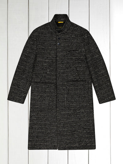 long lund coat in black wool and mohair fabric