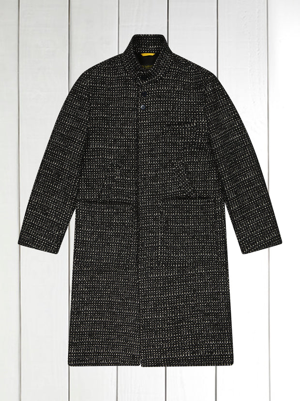 long lund coat in black wool and mohair fabric