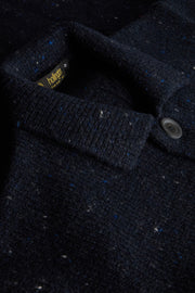 Inis Meáin deep blue speckled wool and cashmere long coat