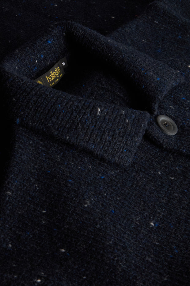 Inis Meáin deep blue speckled wool and cashmere long coat