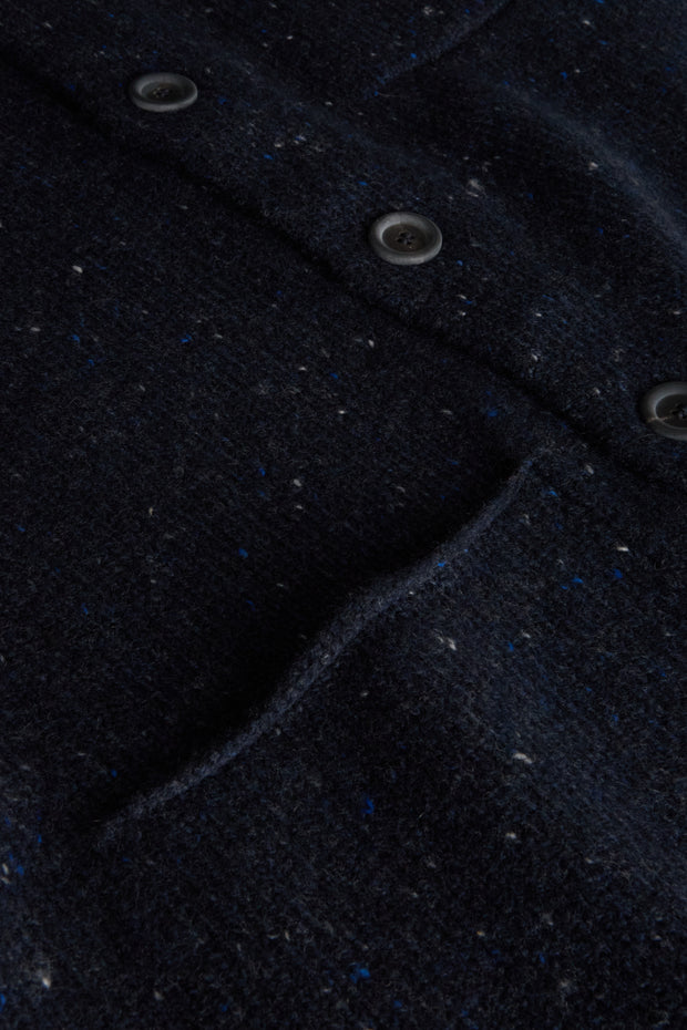 Inis Meáin deep blue speckled wool and cashmere long coat