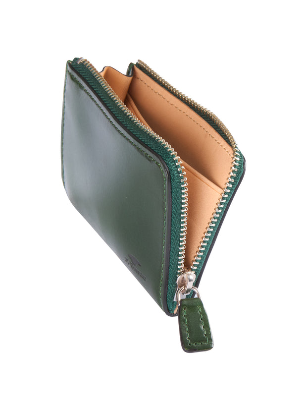 mini wallet in malachite green leather