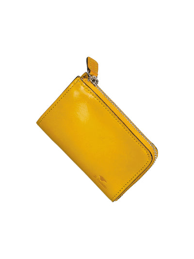 mini wallet in zinc yellow leather