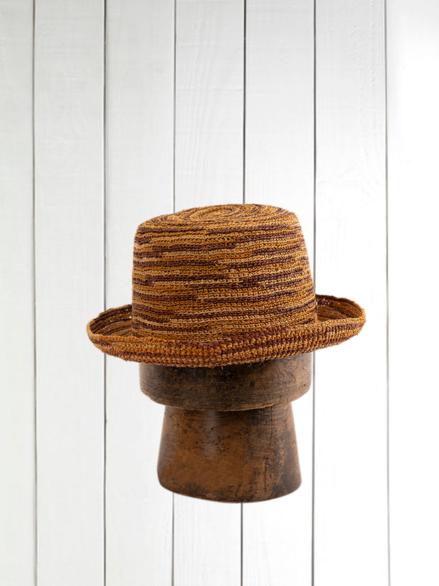 panama crochet en paille couleur millefeuille chocolat