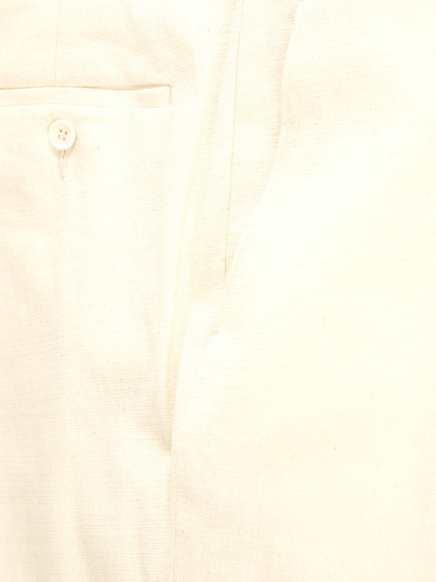 pantalon siza en toile texturée et extensible en lin et coton ivoire