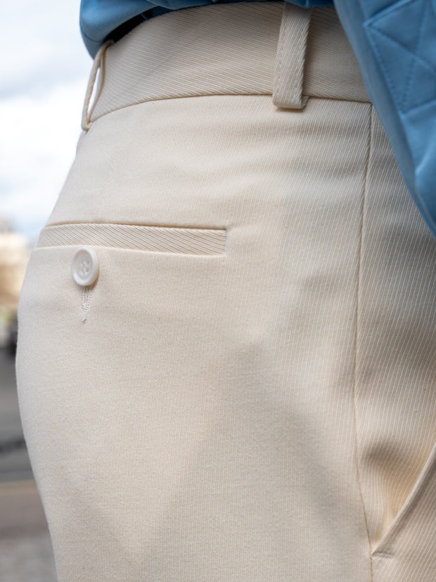 pantalon siza coupe italienne en serge de coton et laine écru