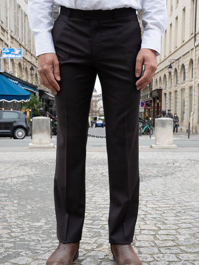 siza flat-front slim city trousers in cigar-coloured "cold" wool