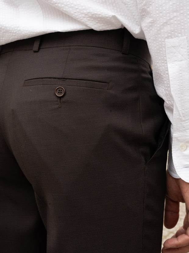 pantalon siza coupe italienne en laine nattée d’été infroissable cigare