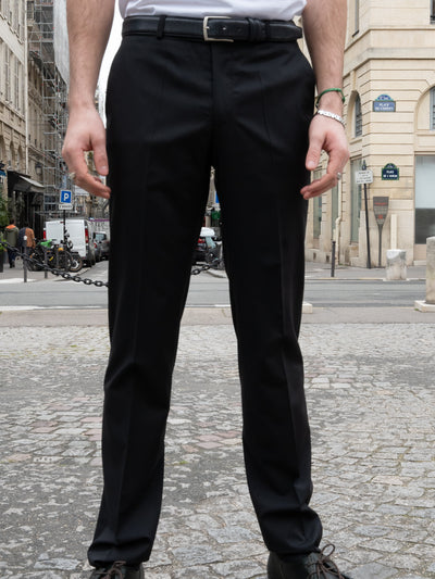 pantalon siza coupe italienne en toile de laine infroissable noire