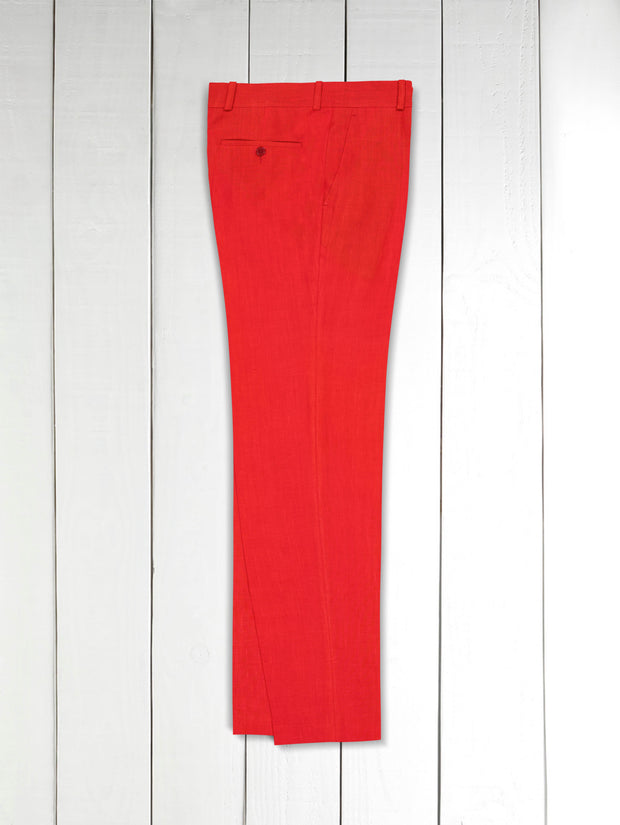 italian siza trousers in a very light pure linen red canvas