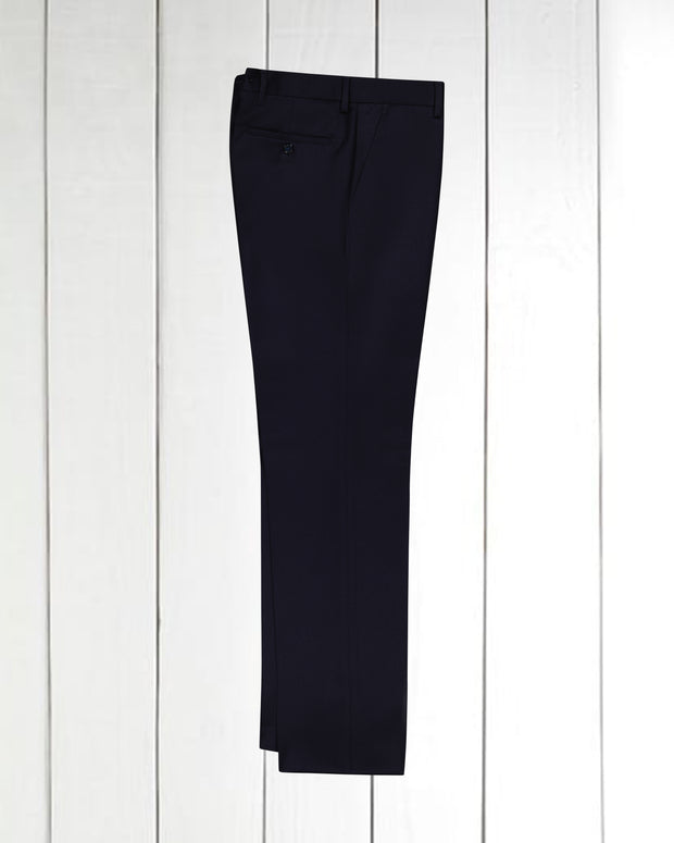 siza fitted trousers in heavy navy blue wool crepe