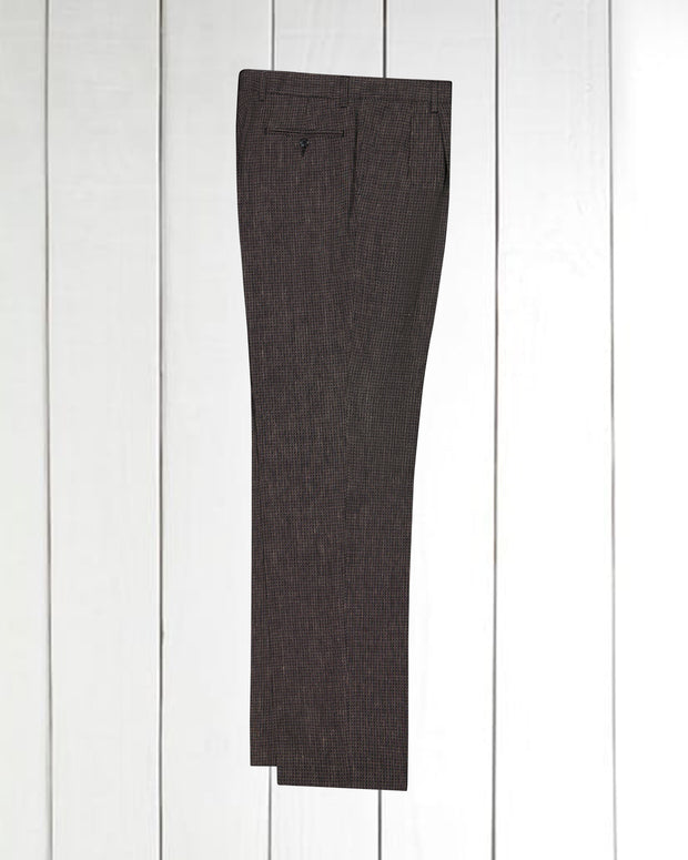high-waist darted trousers in black and ash caviar-patterned wool