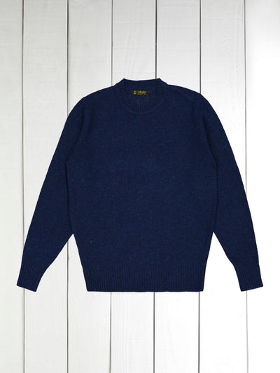 indigo wool silk and cashmere donegal crew neck jumper