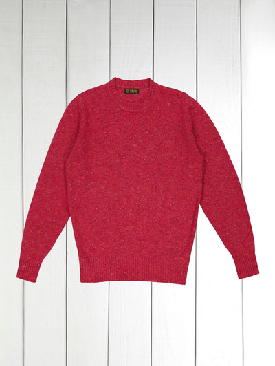 pink wool silk and cashmere donegal crew neck jumper