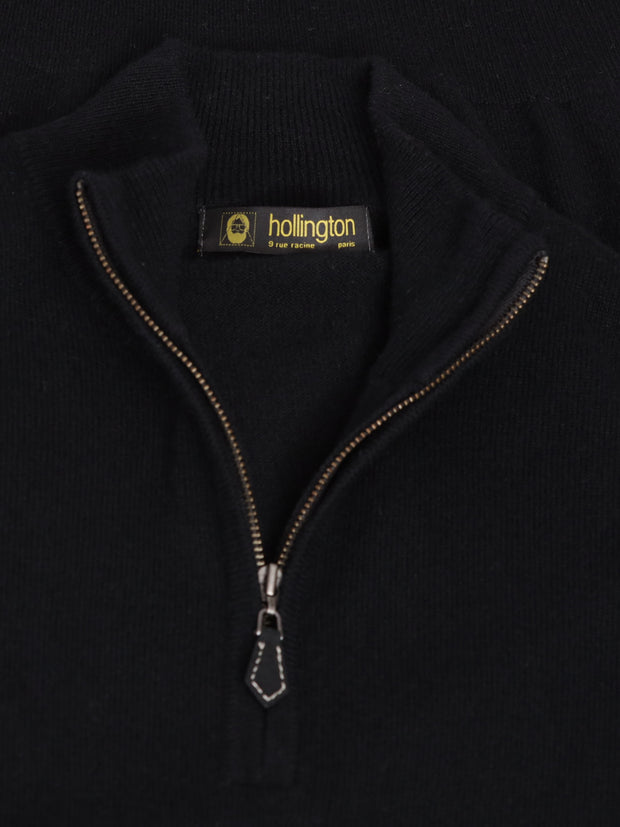 pull à col camionneur en cachemire noir