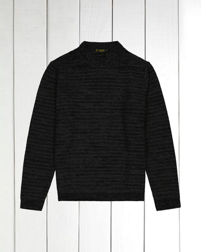 pull Inis Meain à col cheminée en laine et cachemire à rayures irrégulières baltique