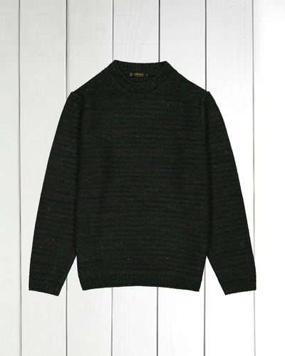 pull Inis Meain à col cheminée en laine et cachemire à rayures irrégulières blé tendre