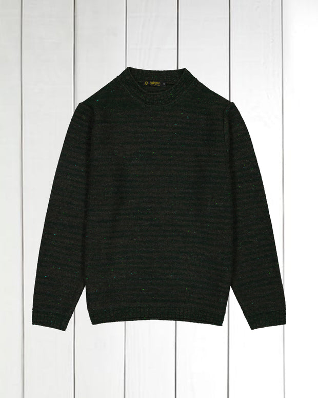 pull Inis Meain à col cheminée en laine et cachemire à rayures irrégulières blé tendre