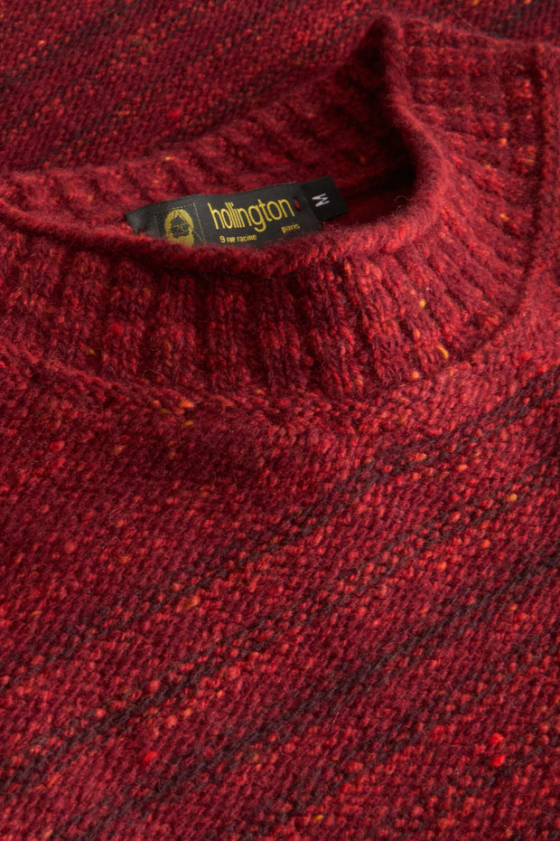 pull Inis Meain à col cheminée en laine et cachemire à rayures irrégulières pinot noir