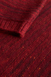 pull Inis Meain à col cheminée en laine et cachemire à rayures irrégulières pinot noir