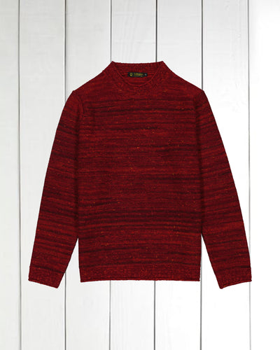 pull Inis Meain à col cheminée en laine et cachemire à rayures irrégulières pinot noir