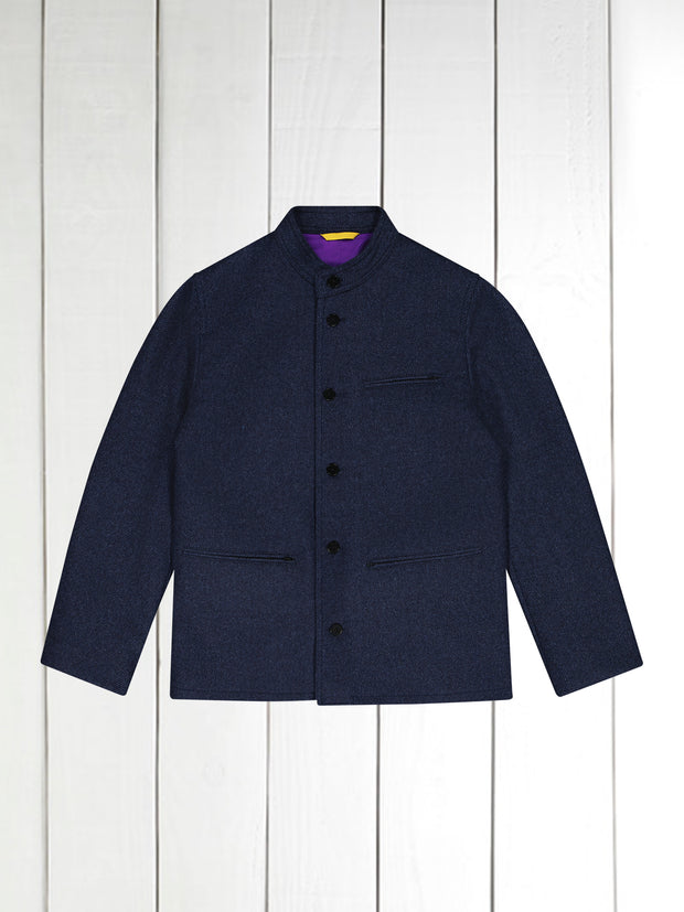 megève jacket in super soft blue-black tweed