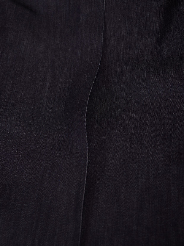 veste architecte à col nehru en denim extensible sanforisé indigo