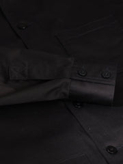 mao-collar shirt jacket in summer stretch cotton twill black