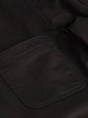 mao-collar shirt jacket in summer stretch cotton twill black