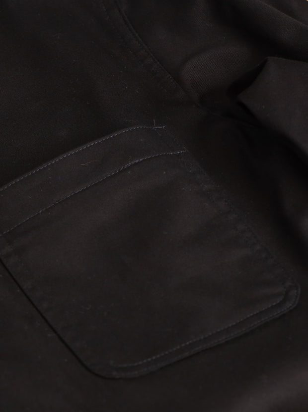 mao-collar shirt jacket in summer stretch cotton twill black