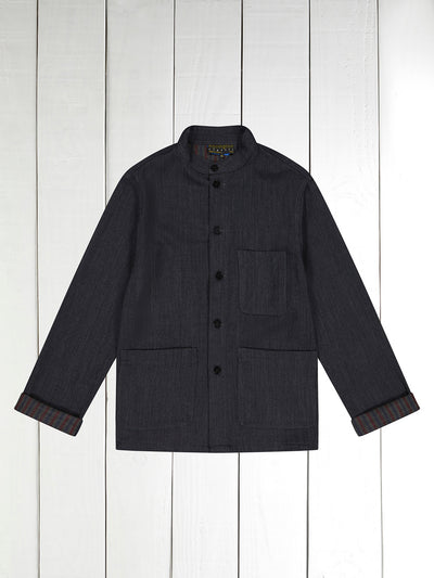 naipaul jacket in double-faced grey striped cotton and linen