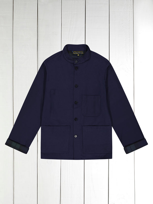 naipaul double-faced woollen canvas jacket navy black watch