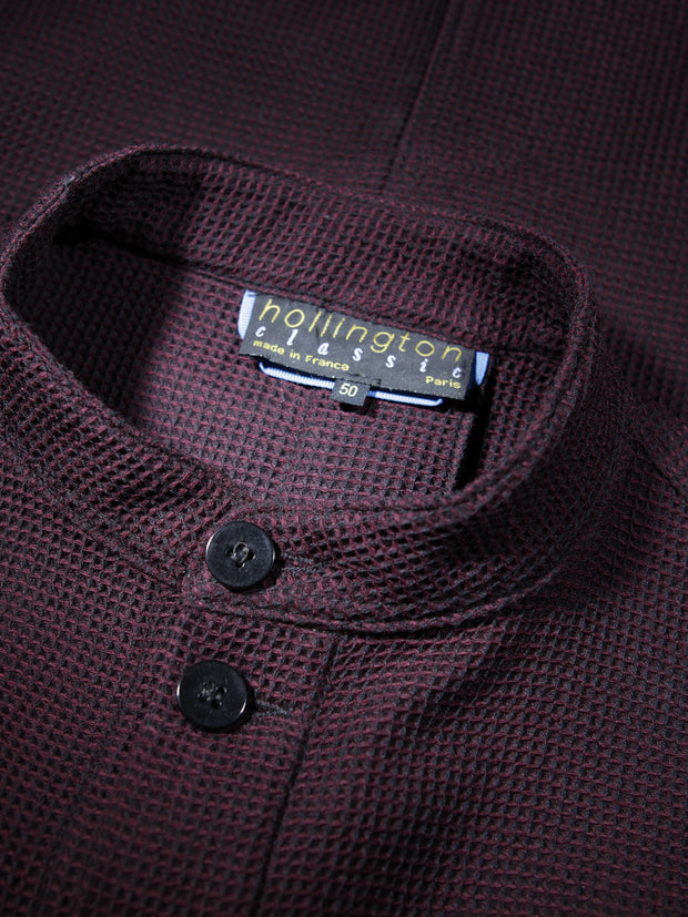 naipaul jacket in burgundy linen and cotton honeycomb 