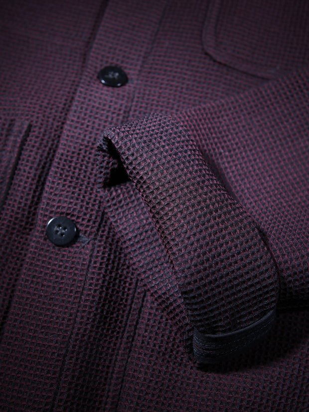 naipaul jacket in burgundy linen and cotton honeycomb 