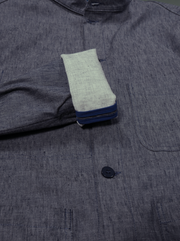 naipaul mao-collar jacket in stretch chambray