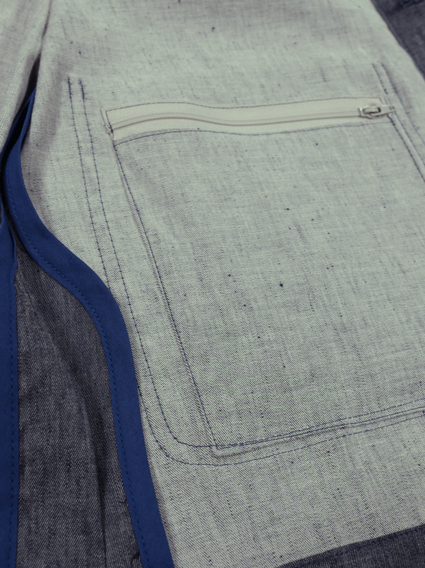 naipaul mao-collar jacket in stretch chambray